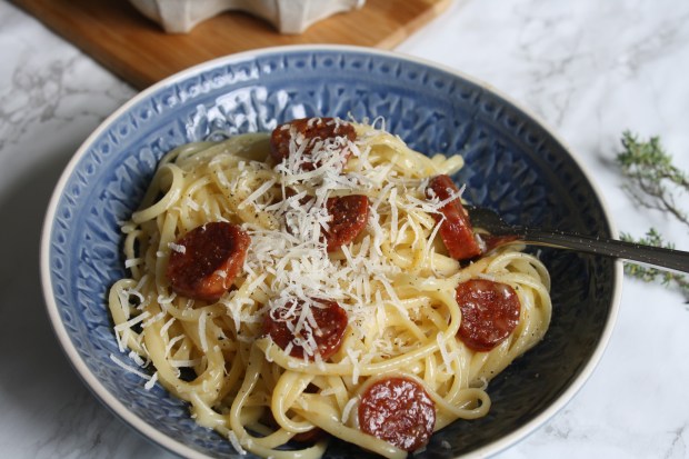 Chorizo carbonara wish to dish recipe (15)