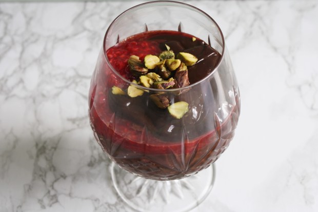Spiced chocolate and raspberry pot recipe wish to dish (11)