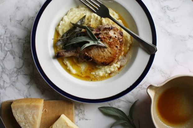 sage and brown butter pork chops with a parmesan mash wish to dish recipe (6)