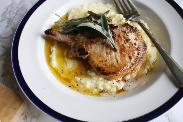 sage and brown butter pork chops with a parmesan mash wish to dish recipe (7)
