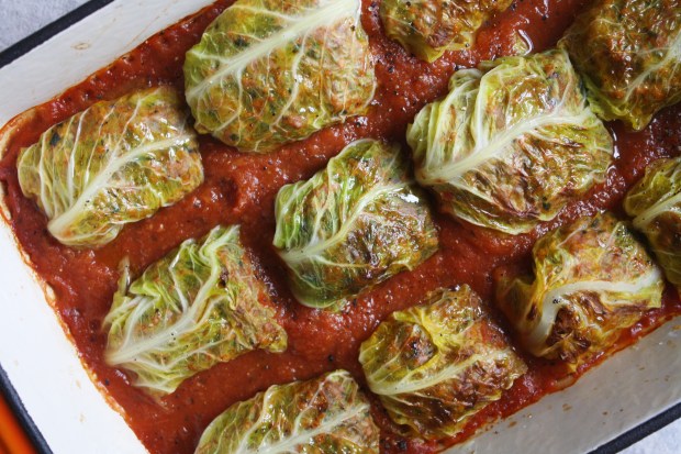 Pork stuffed cabbage leaves on tomato sauce wish to dish recipe (10)