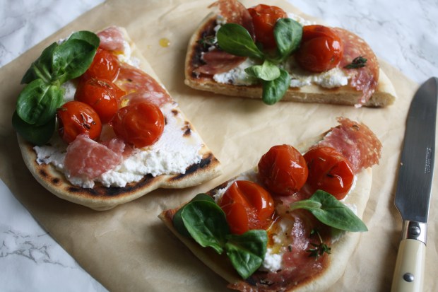 Tomato, ricotta and salami flatbread wish to dish recipe (7)